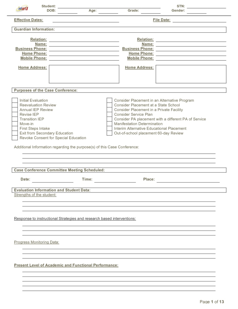 Blank Iep Form Template – Template regarding Blank Iep Template – Pray ...