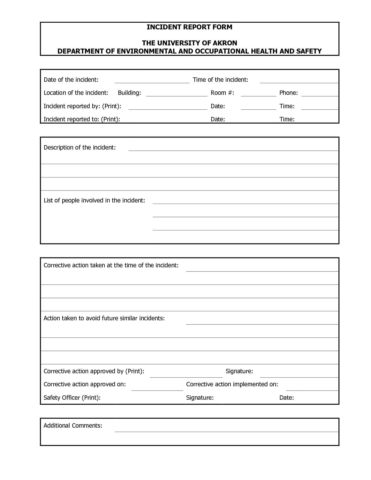 Blank Incident Report Form Template ] – Blank Incident Pertaining To Office Incident Report Template