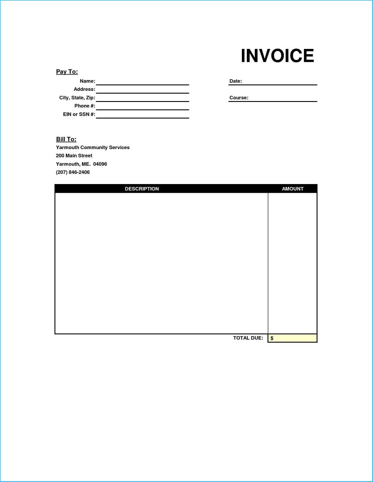 Blank Invoices Free - Colona.rsd7 With Regard To Free Printable Invoice Template Microsoft Word