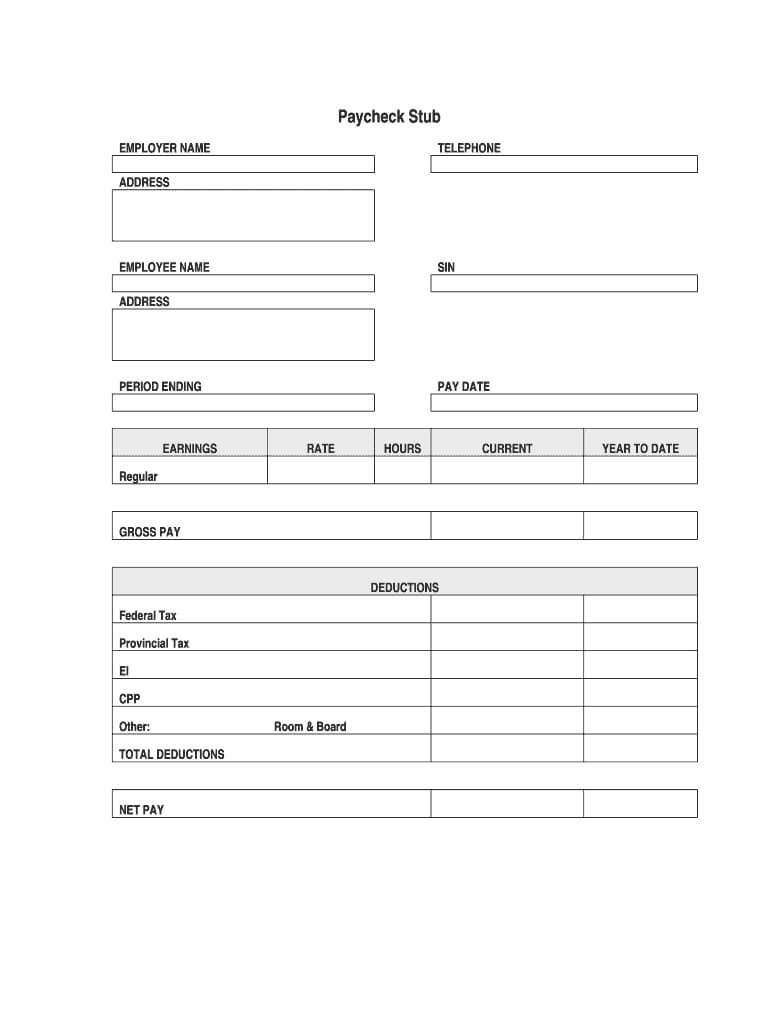 Blank Pay Stub – Fill Online, Printable, Fillable, Blank Inside Pay Stub Template Word Document