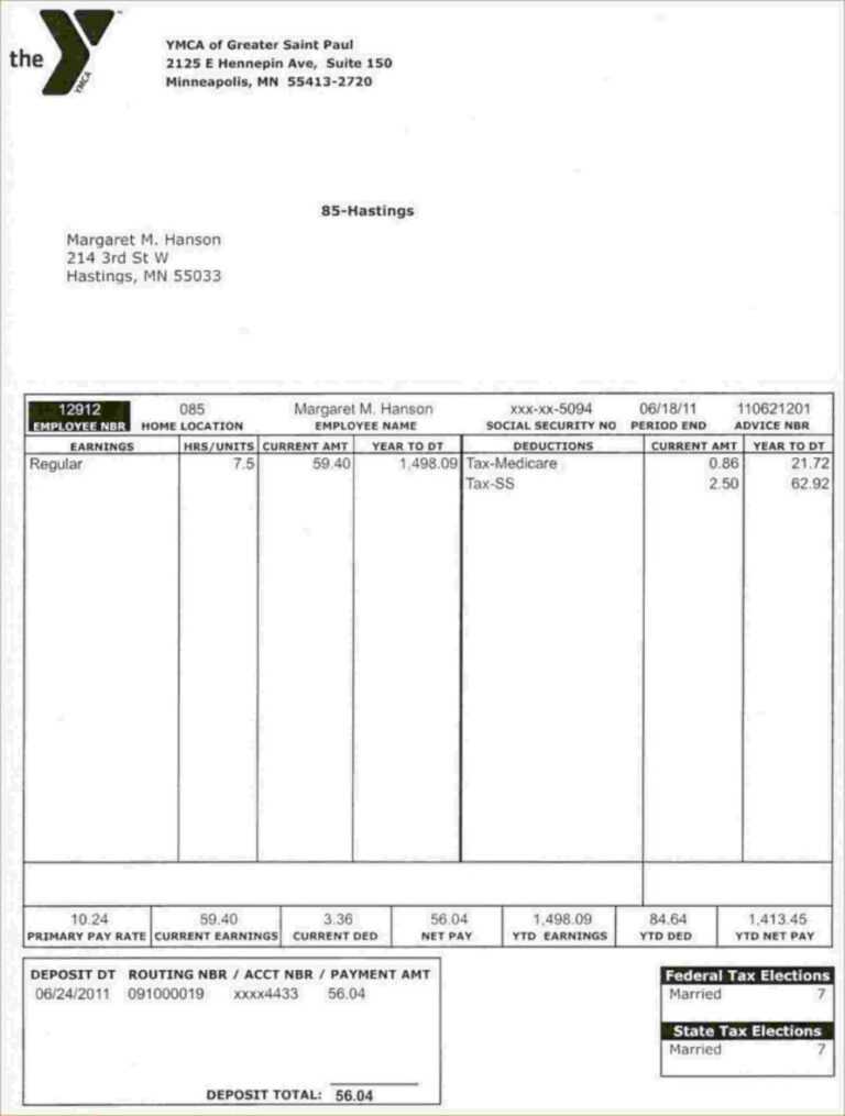 Blank Pay Stubs Template