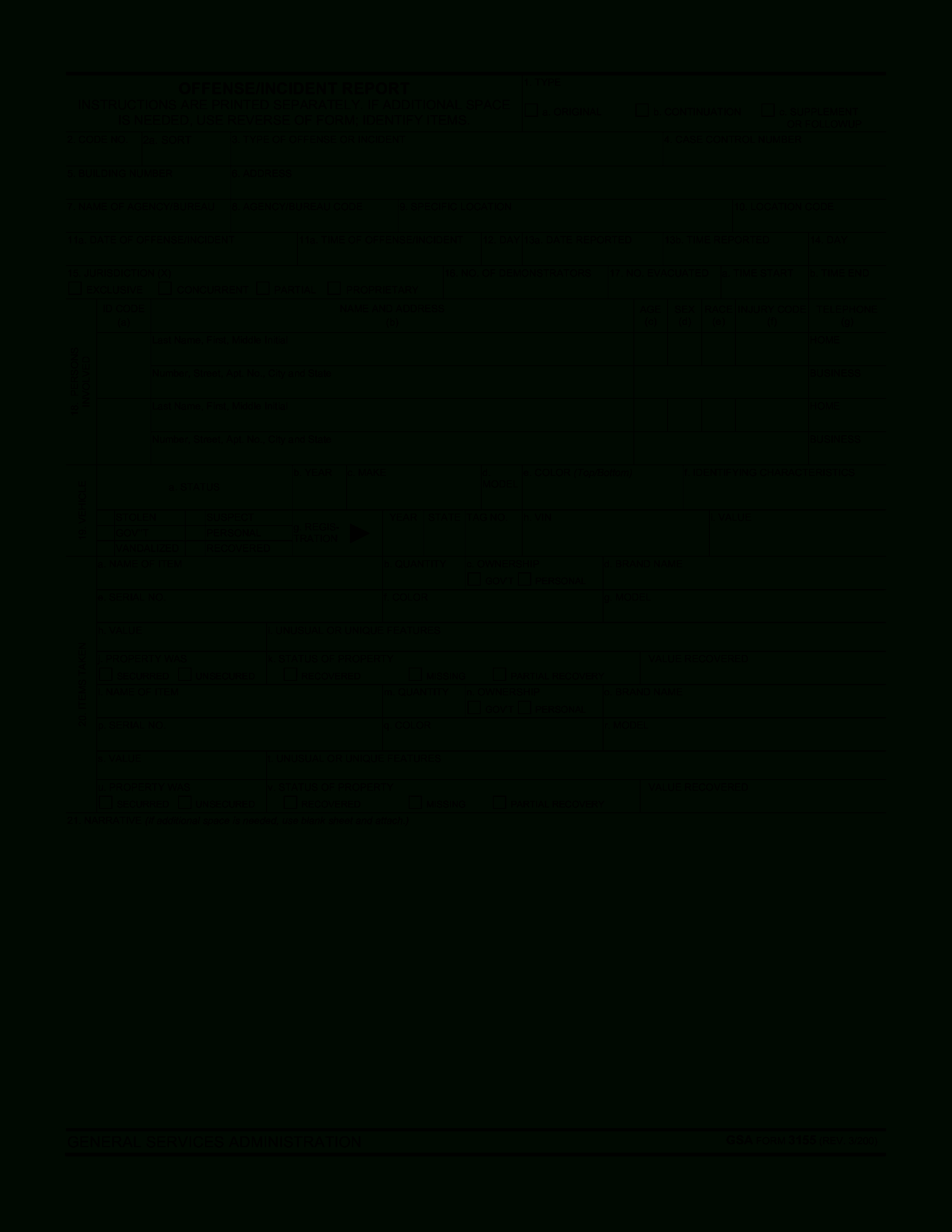 Blank Police Report Template | Templates At Within Blank Police Report Template