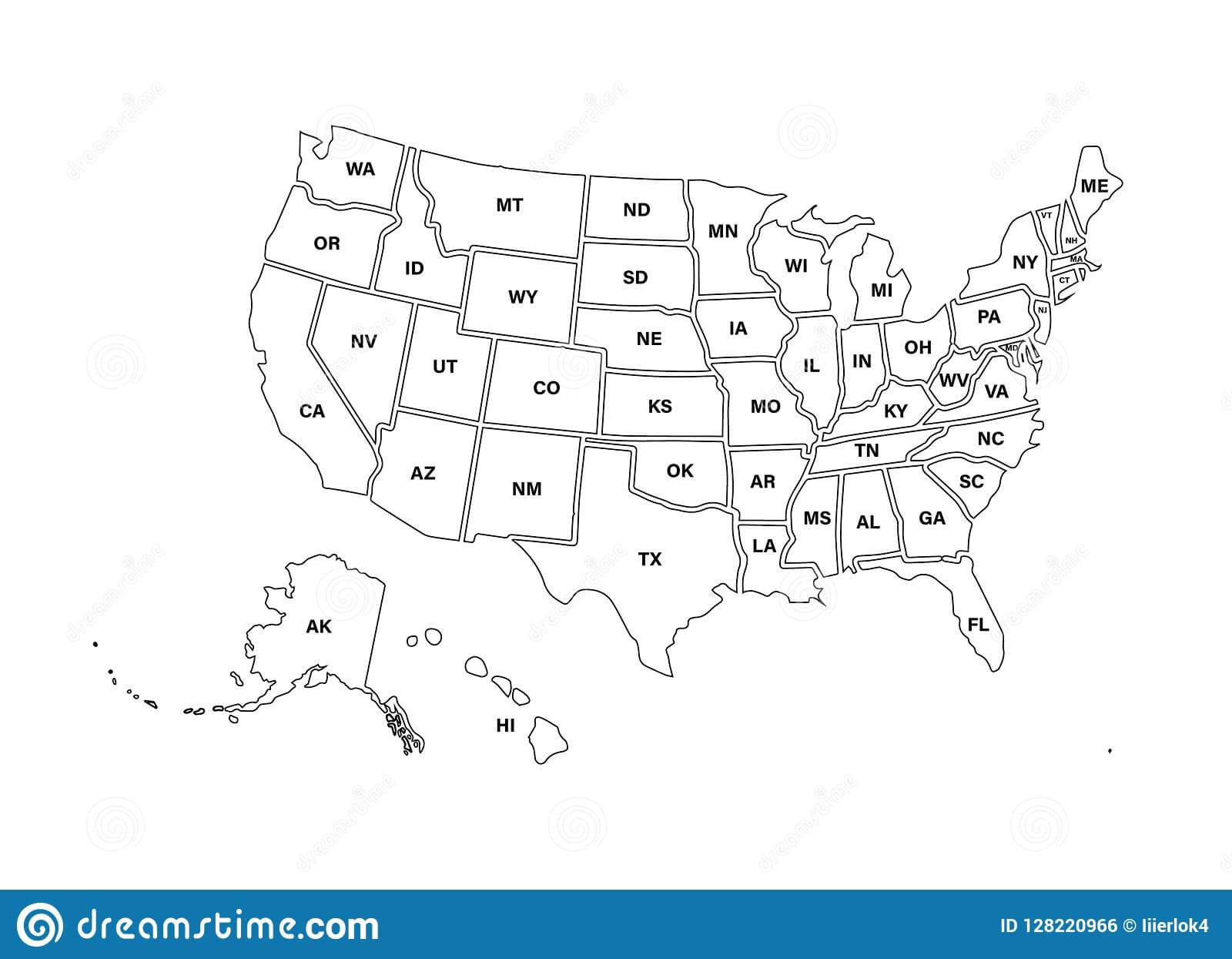 Blank Similar Usa Map Isolated On White Background. United With Regard To United States Map Template Blank