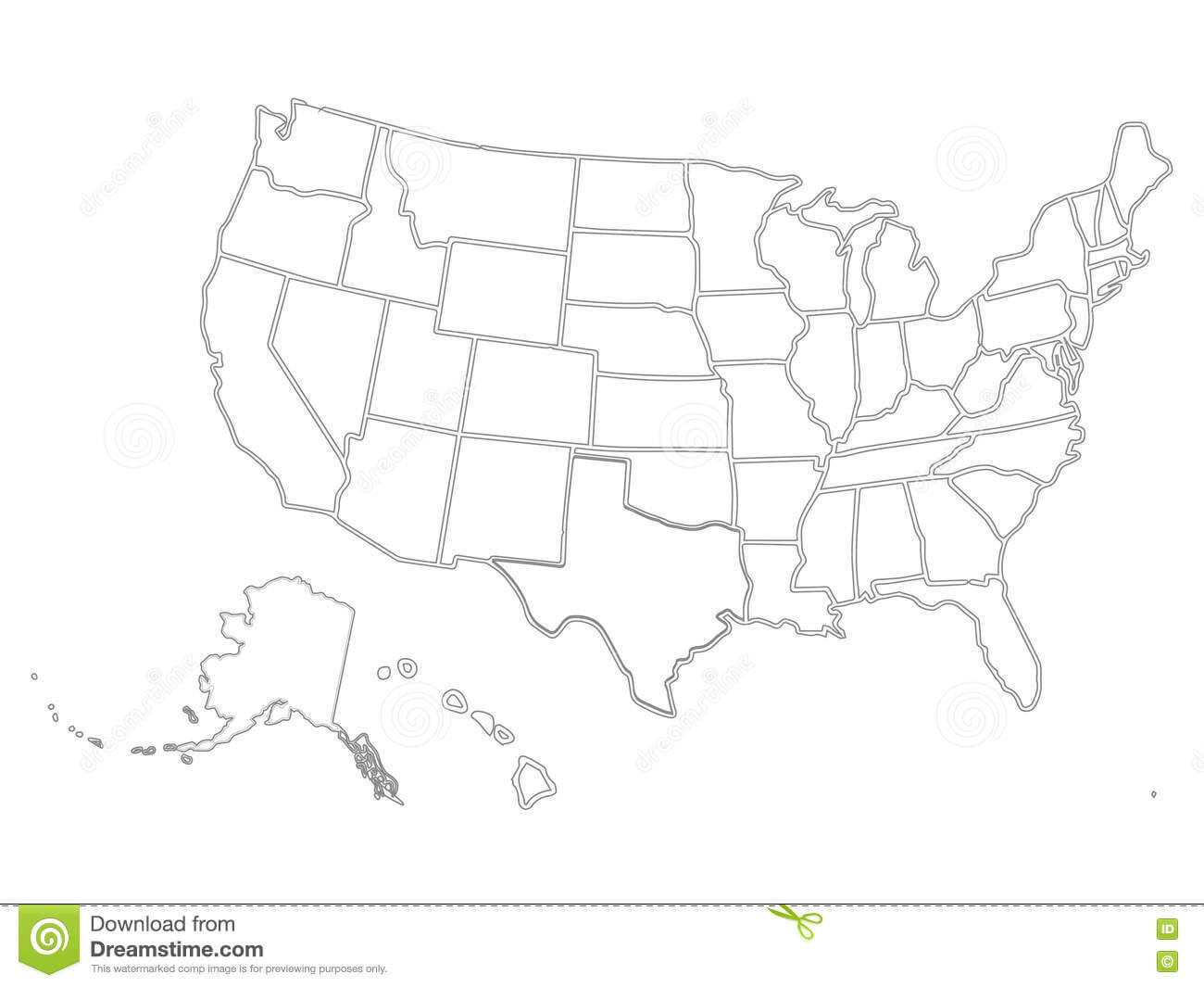 Blank Similar Usa Map On White Background. United States Of With Blank Template Of The United States
