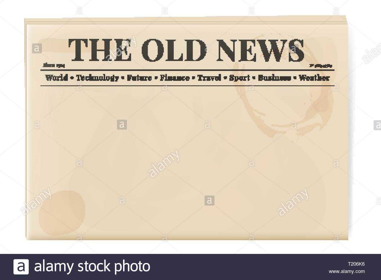 Blank Template Of A Retro Newspaper Folded Cover Page Of A Throughout 