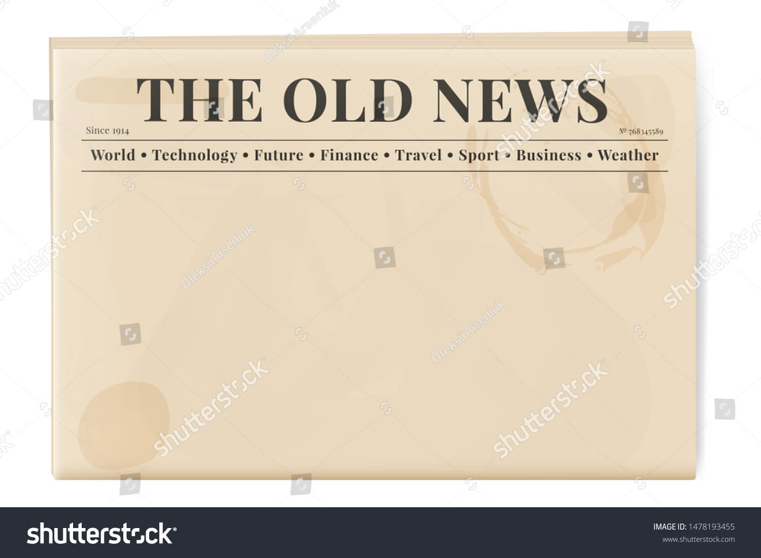Blank Template Retro Newspaper Folded Cover Stock Vector Throughout Old Blank Newspaper Template