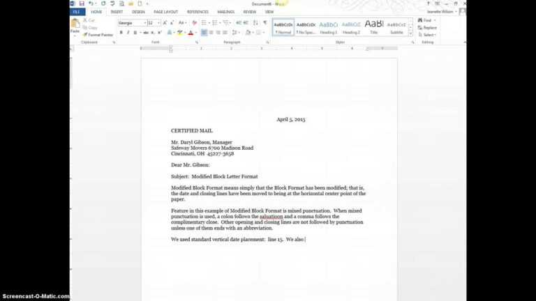 Modified Block Letter Template Word