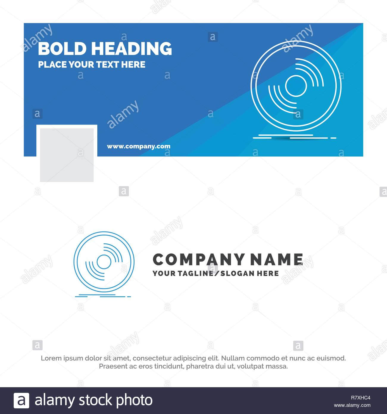 Blue Business Logo Template For Disc, Dj, Phonograph, Record With Vinyl Banner Design Templates