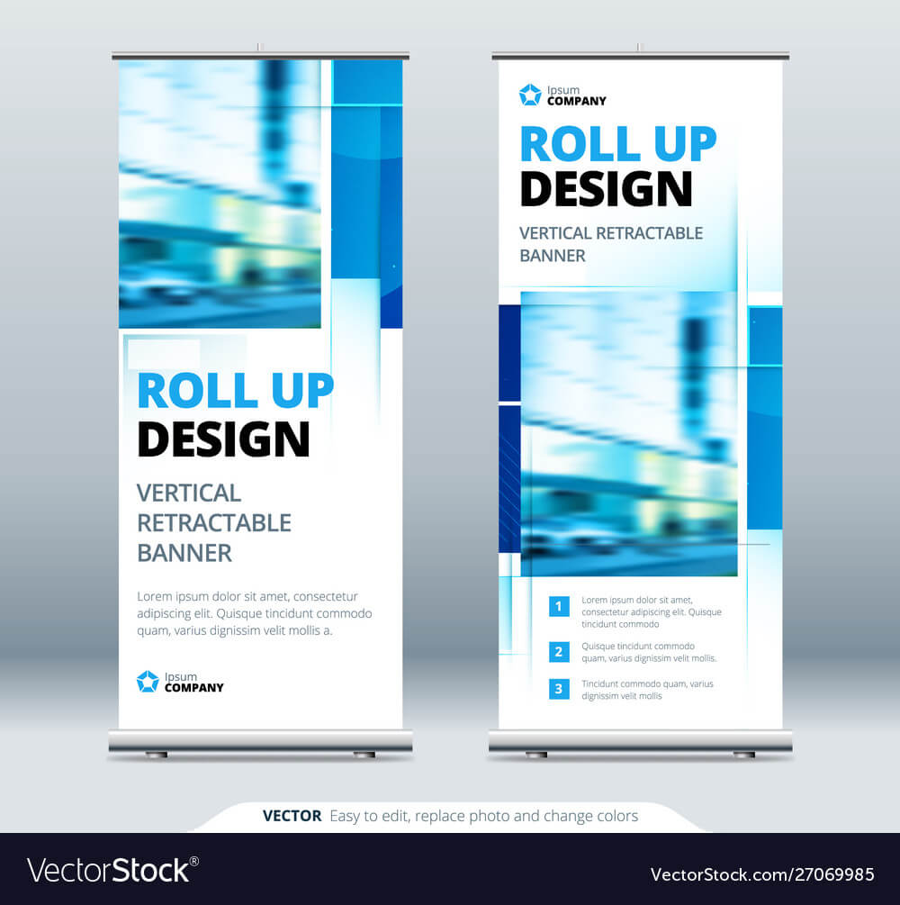 Blue Business Roll Up Banner Abstract Roll Up Intended For Retractable Banner Design Templates