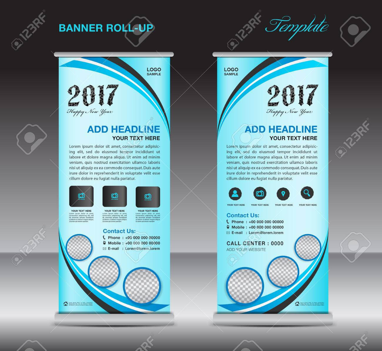Blue Roll Up Banner Template, Stand Template, Banner Design,.. Intended For Pop Up Banner Design Template