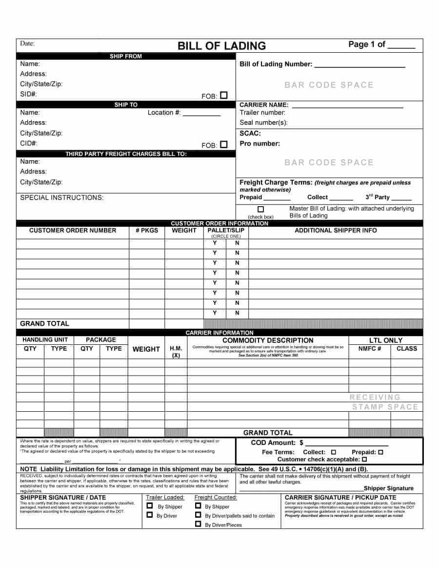 Bol Form - Colona.rsd7 Inside Blank Bol Template