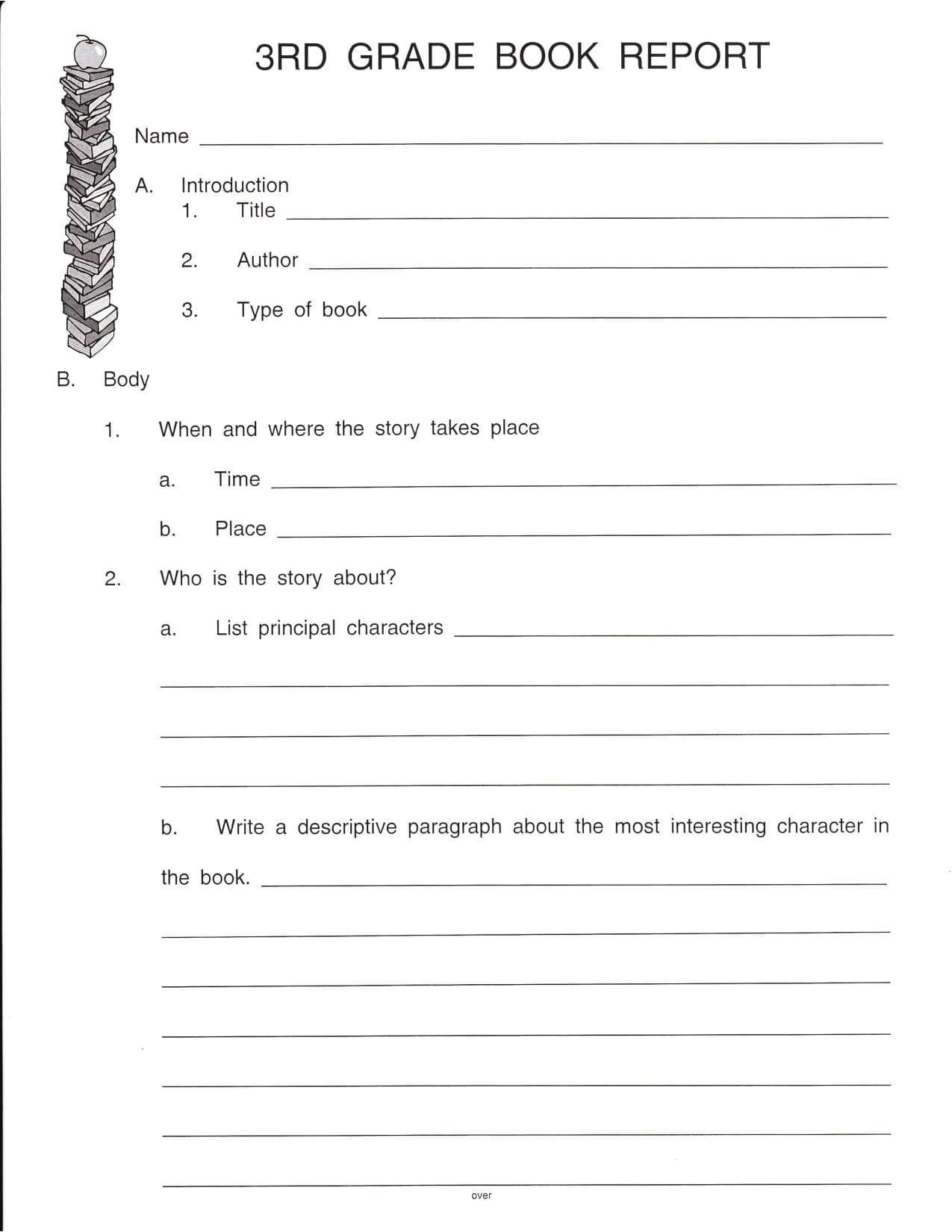 Book Report Examples 1St Grade College Level 5Th Pdf 2Nd 3Rd Within Book Report Template 2Nd Grade