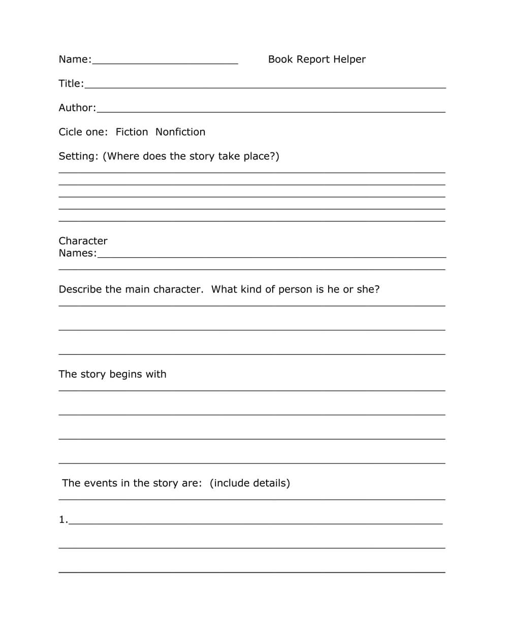 Book Report Templates From Custom Writing Service regarding Story ...