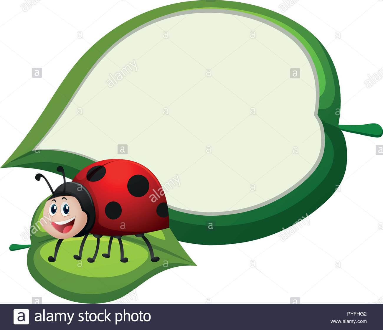 Border Template With Ladybug On Leaf Illustration Stock Pertaining To Blank Ladybug Template