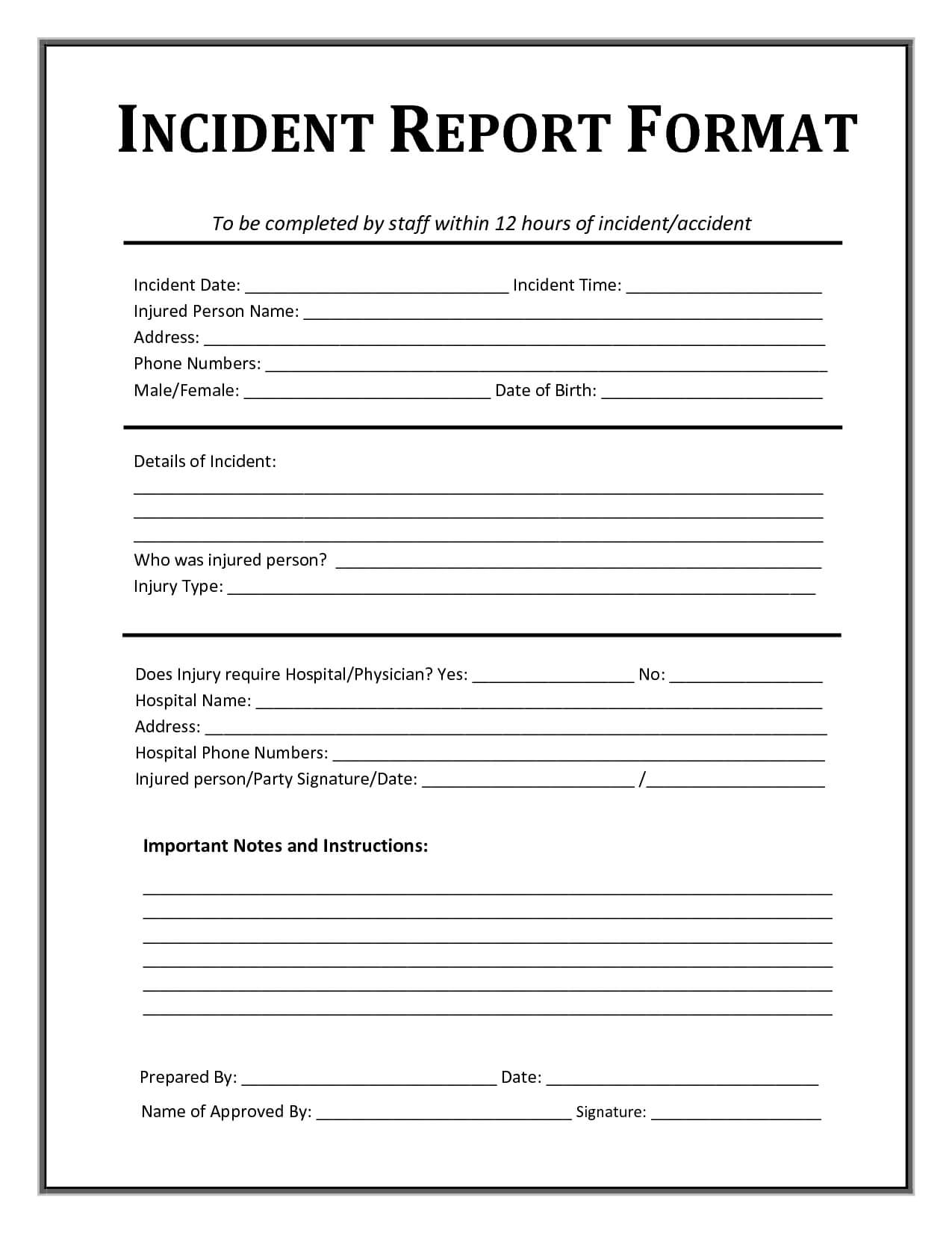 Breathtaking Incident Report Template Word Ideas Format In Inside Incident Report Form Template Word