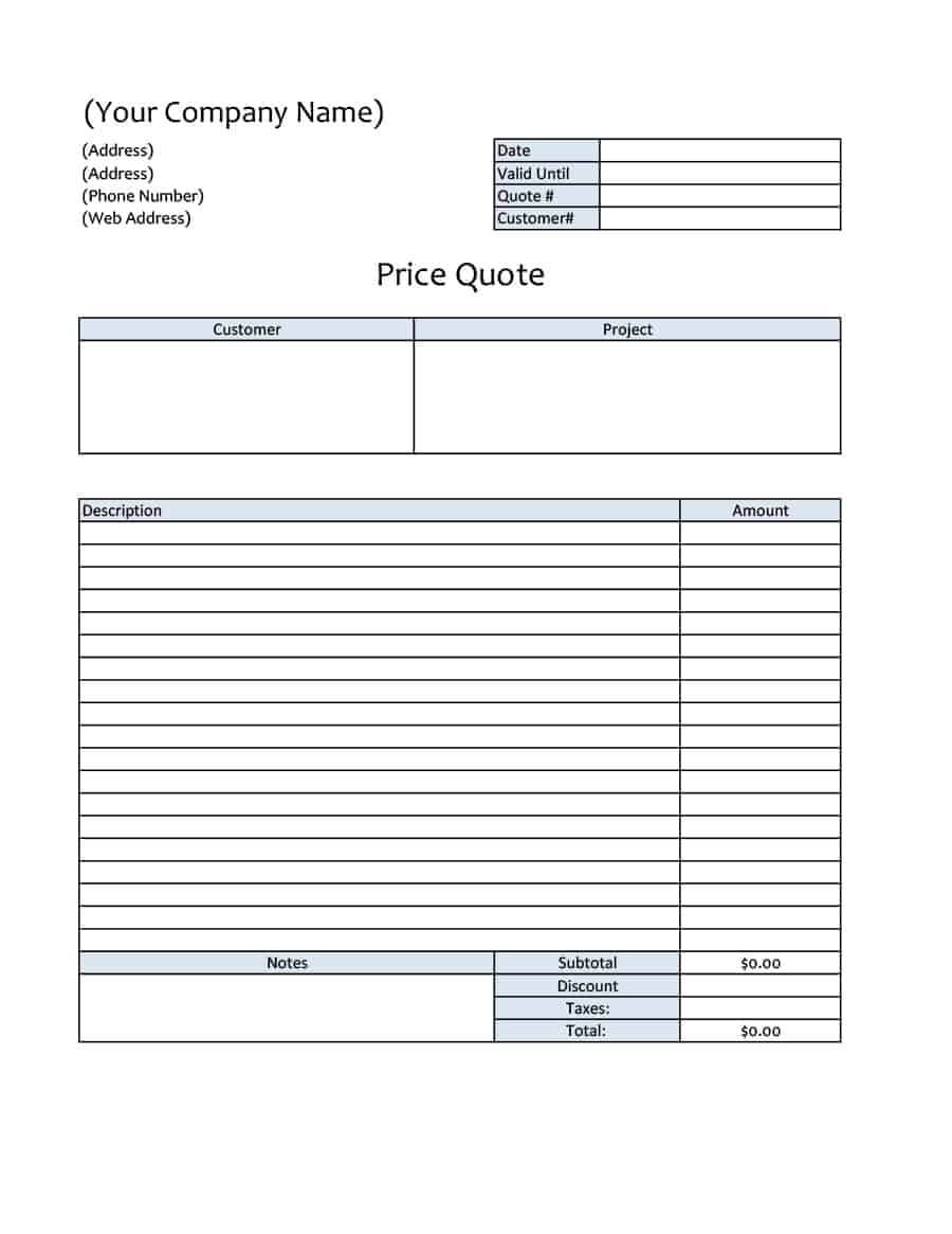 Business Quote Templates – Colona.rsd7 For Blank Estimate Form Template