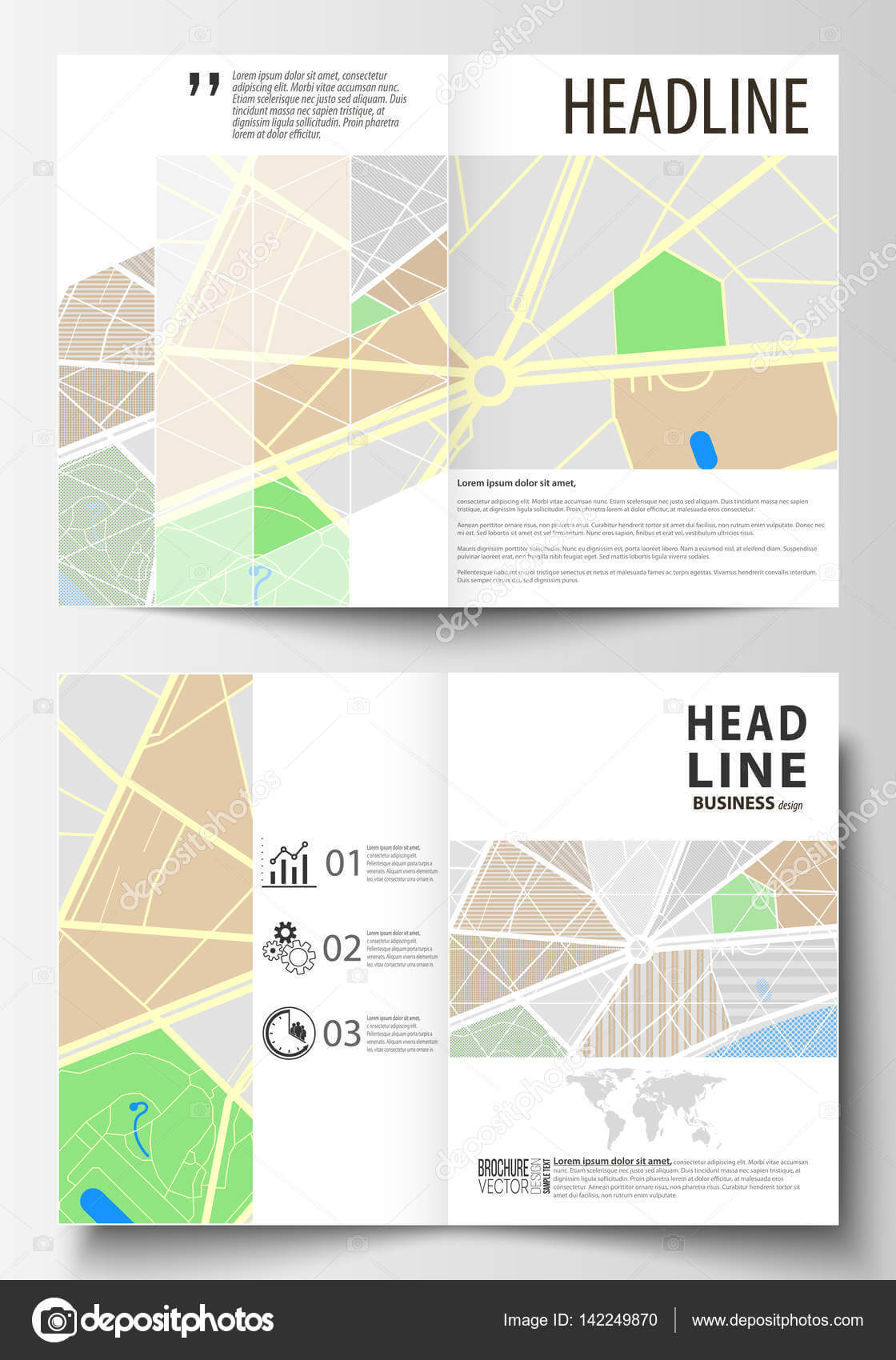 Business Templates For Bi Fold Brochure, Magazine, Flyer Or Inside Blank City Map Template