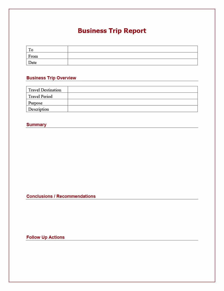 Business Trip Summary Report Template Examples Sample Pertaining To Business Trip Report Template