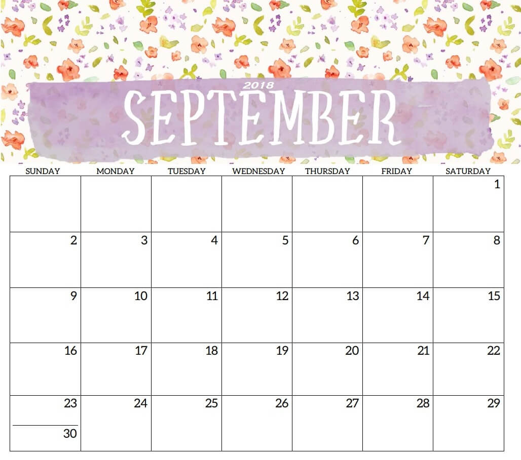 Calendar September 2018 Printable | Printable 2019 Calendar With Regard To Blank Calendar Template For Kids