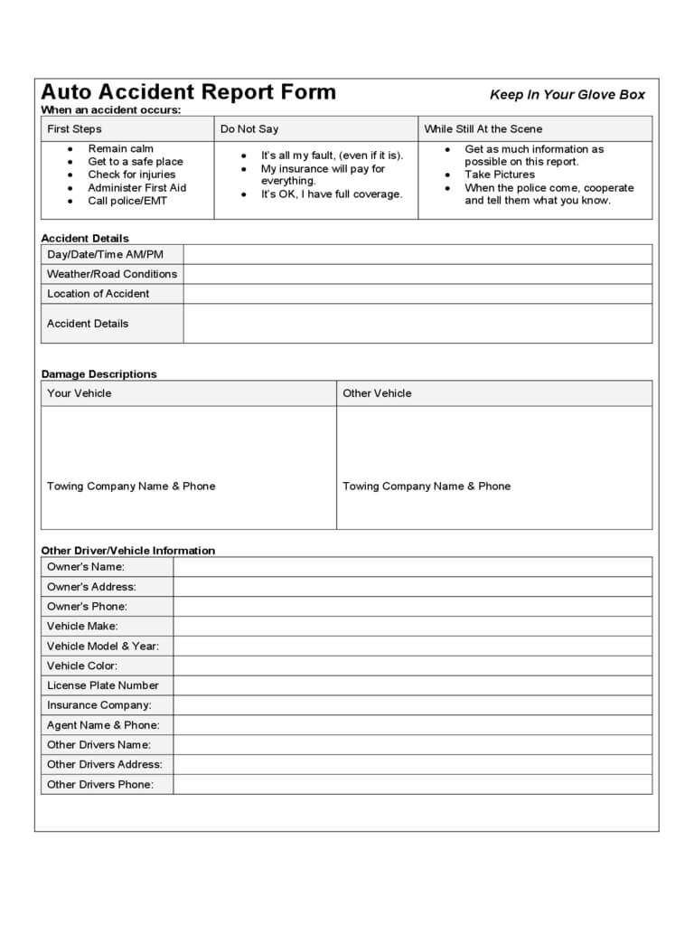 Car Accident Report Form – 6 Free Templates In Pdf, Word Inside Vehicle Accident Report Template