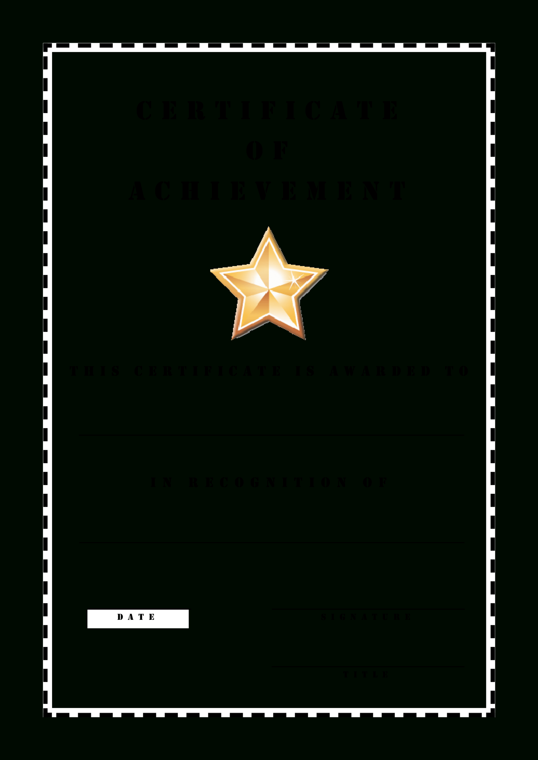 Certificate Of Achievement Stencil | Templates At Regarding Blank Certificate Of Achievement Template