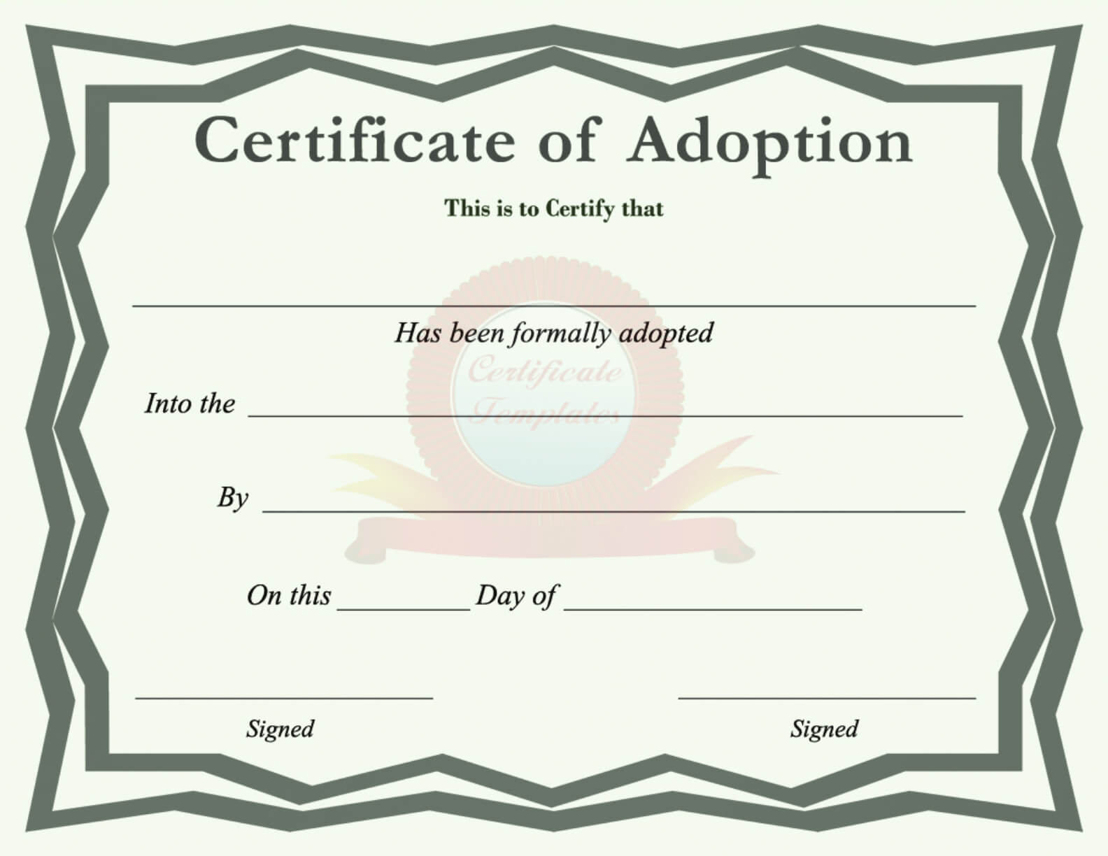 Certificate Of Adoption Template For Blank Adoption Certificate