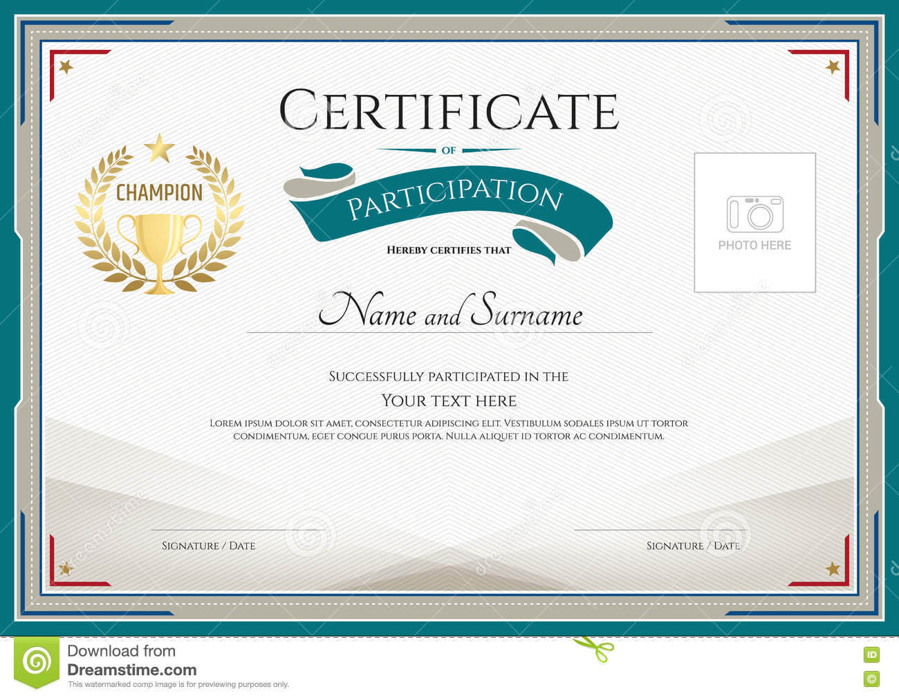 Certificate Of Participation Template With Green Broder Intended For Certificate Of Participation Template Word