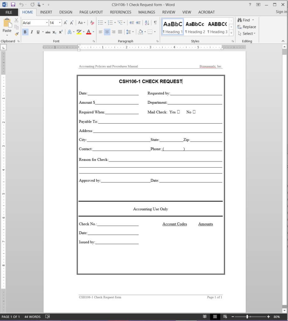 Check Request Template | Csh106 1 Regarding Check Request Template Word