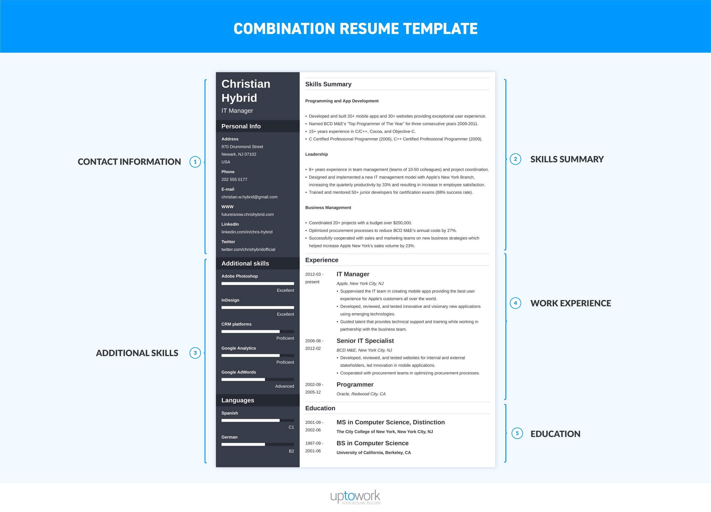 Combination Resume (Template & 5+ Hybrid Examples) Within Combination Resume Template Word