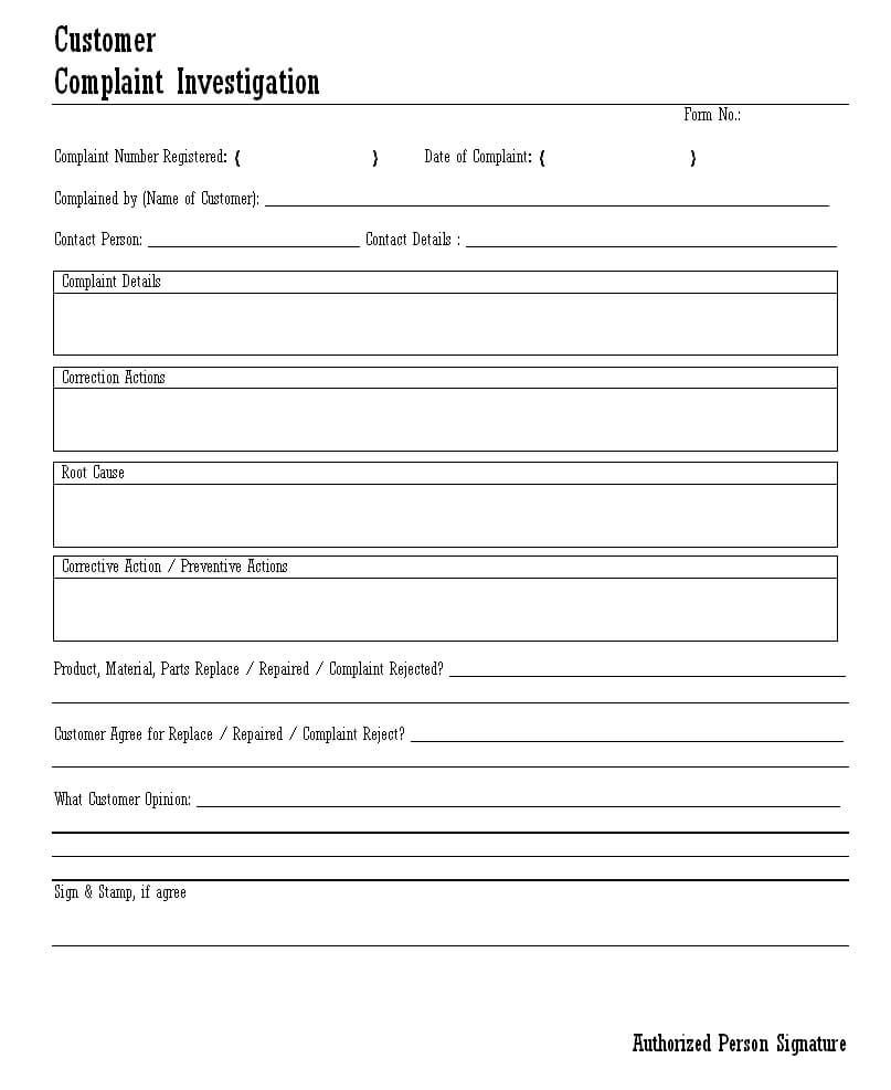 Complaint Investigation – Within Investigation Report Template Doc