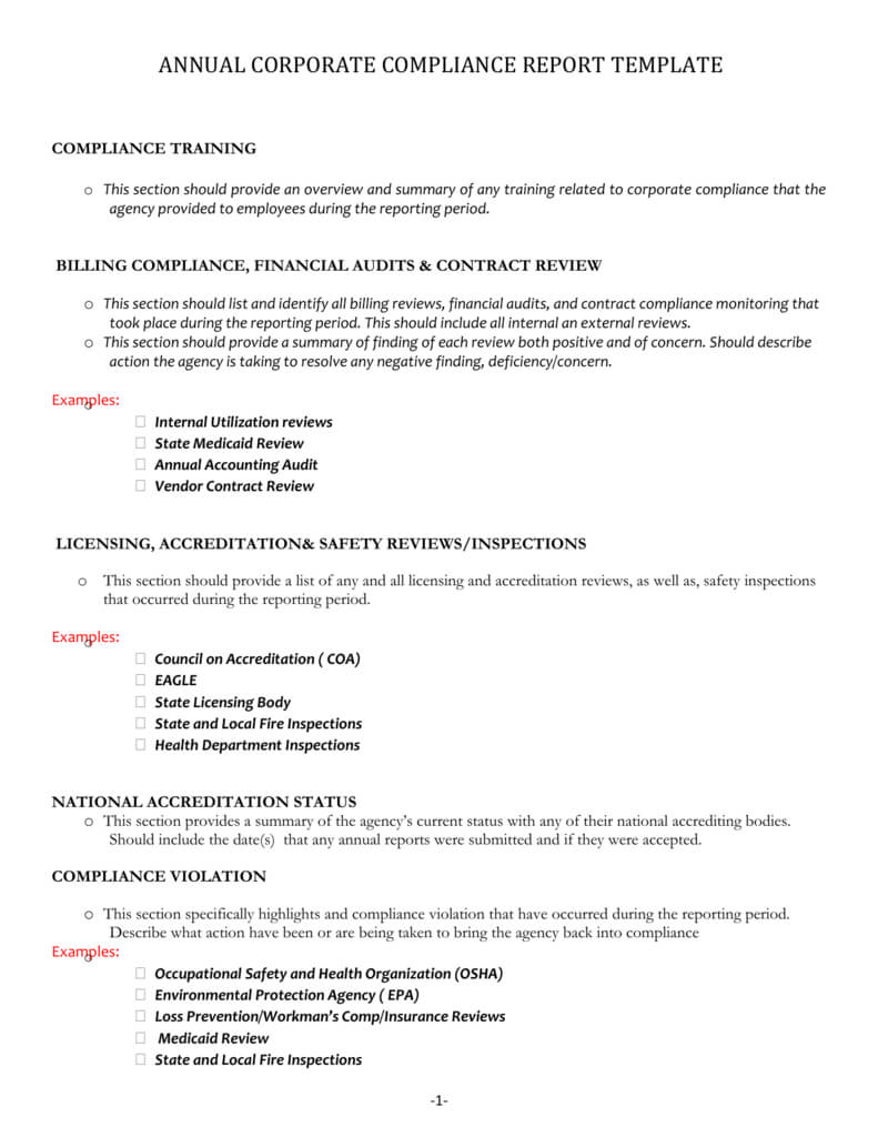 Compliance Report Template {Doc} For Compliance Monitoring Report Template