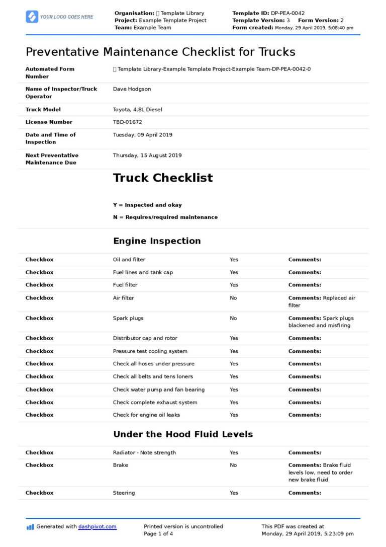 Computer Maintenance Report Form Template Service Format For Computer ...