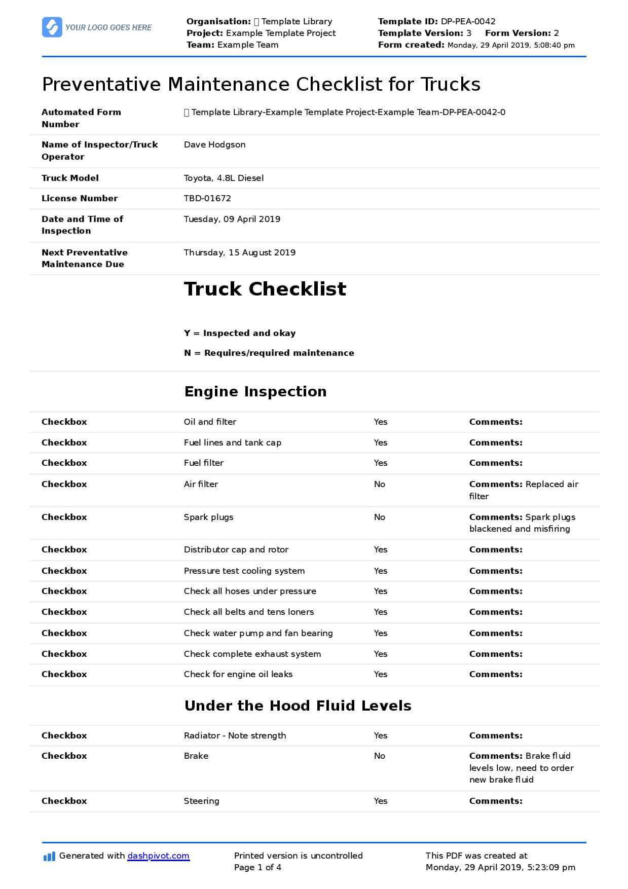 Computer Maintenance Report Form Template Service Format For Computer Maintenance Report Template