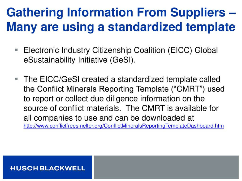 Conflict Minerals: Not Just For Public Companies – What Within Eicc Conflict Minerals Reporting Template