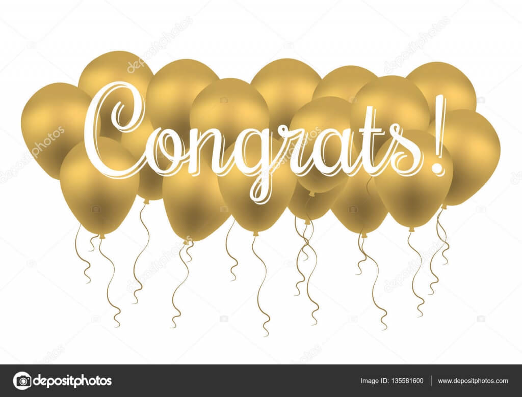 Congrats! Congratulations Vector Banner With Golden Balloons Pertaining To Congratulations Banner Template