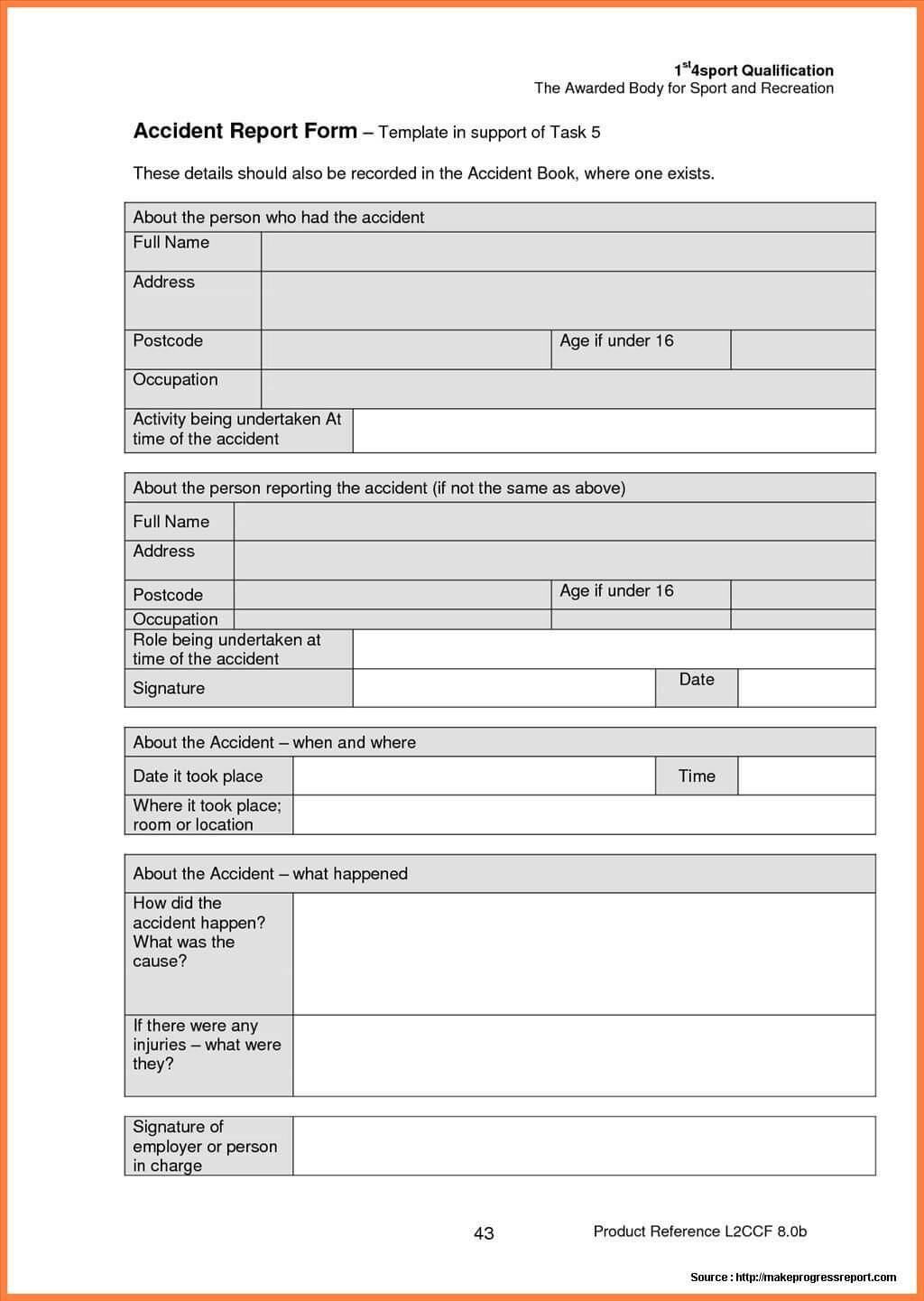 Construction Accident Report Form Sample Work Incident Regarding Accident Report Form Template Uk