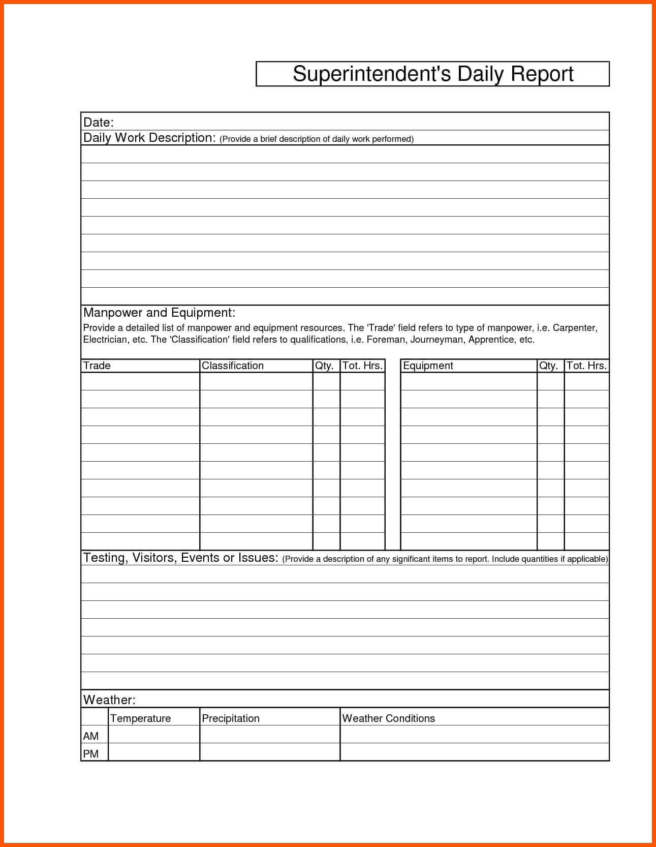 Construction Daily Report Template Examples Best Free Pertaining To Daily Reports Construction Templates