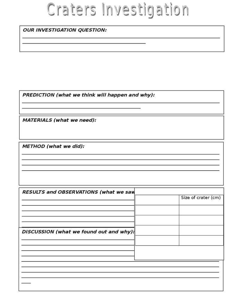 Craters Investigation Resources | Stem With Science Report Template Ks2