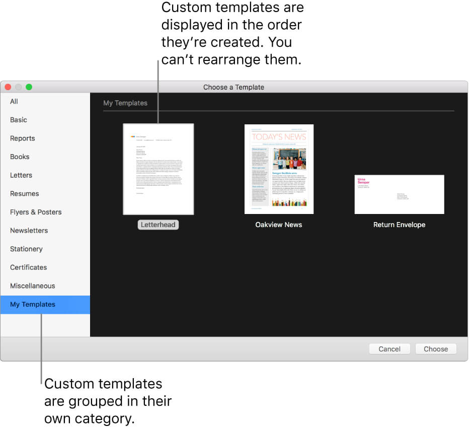 Create A Custom Template In Pages On Mac – Apple Support In Words Their Way Blank Sort Template