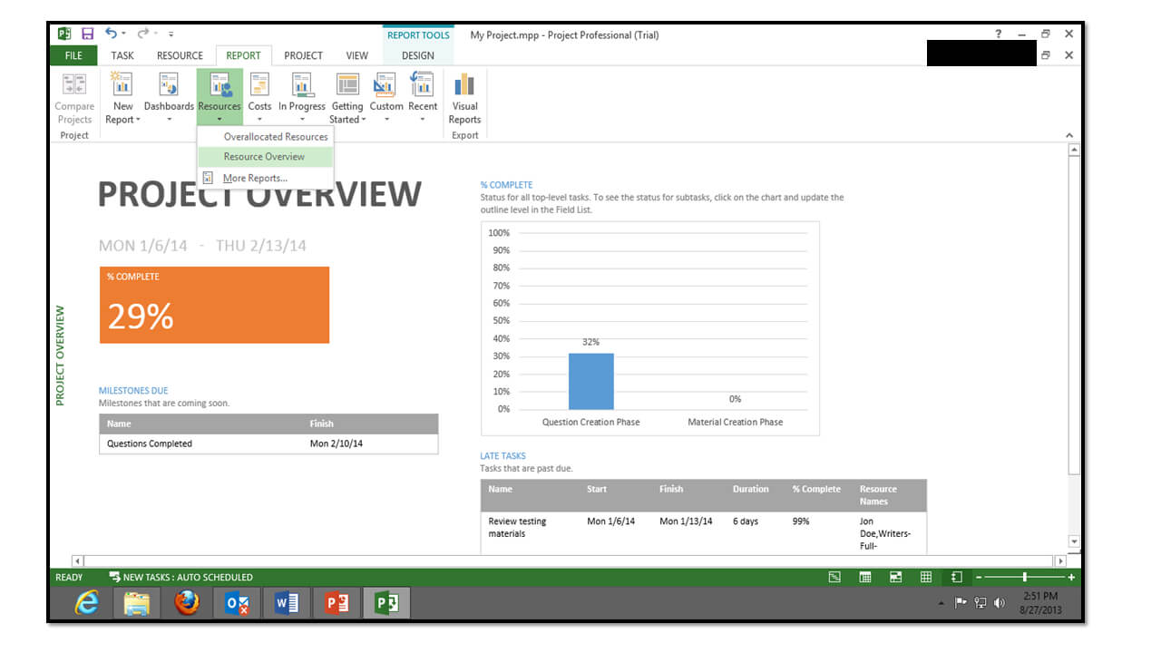 Creating Basic Reports In Project 2013 – Teachucomp, Inc. In Ms Project 2013 Report Templates
