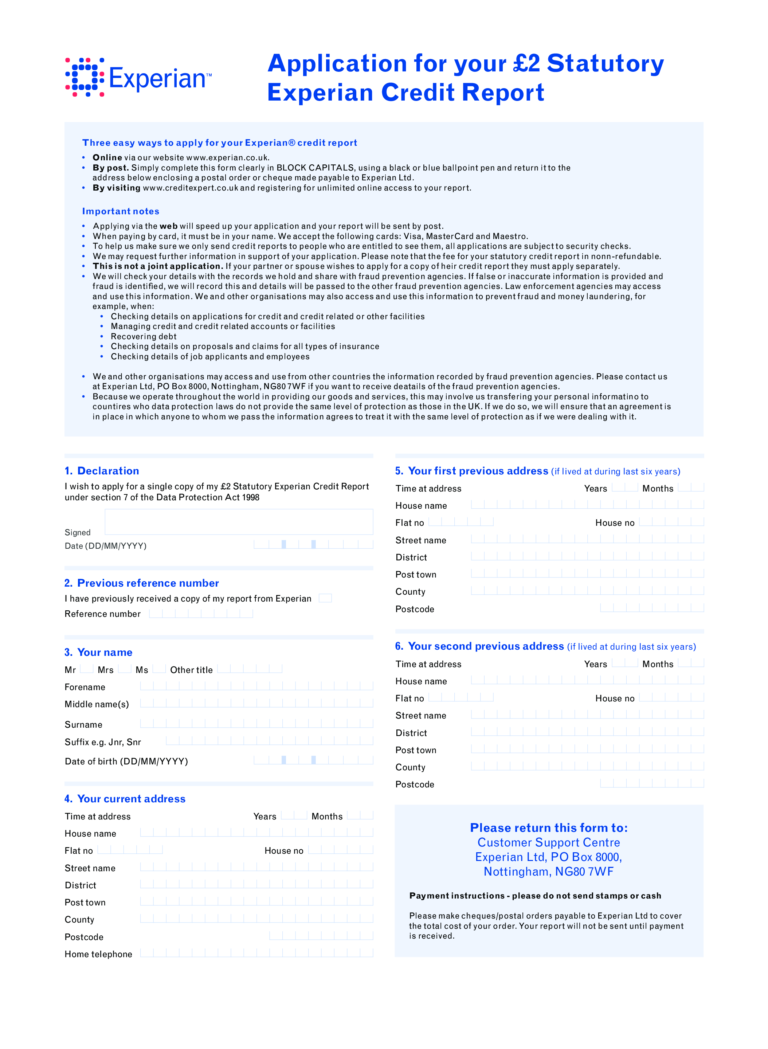 Credit Report Application Form | Templates At With Regard To Section 7
