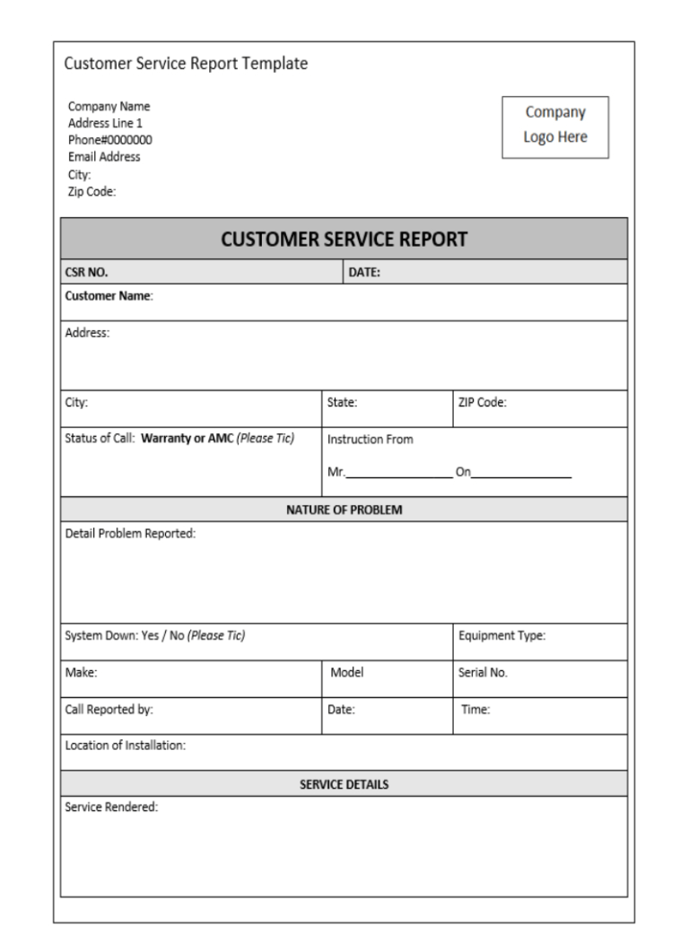 Customer Contact Report Template