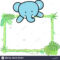 Cute Baby Elephant On Blank Board With Bamboo Frame Isolated With Regard To Blank Elephant Template
