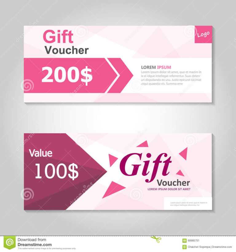 Cute Pink Gift Voucher Template Layout Design Set intended for Blank