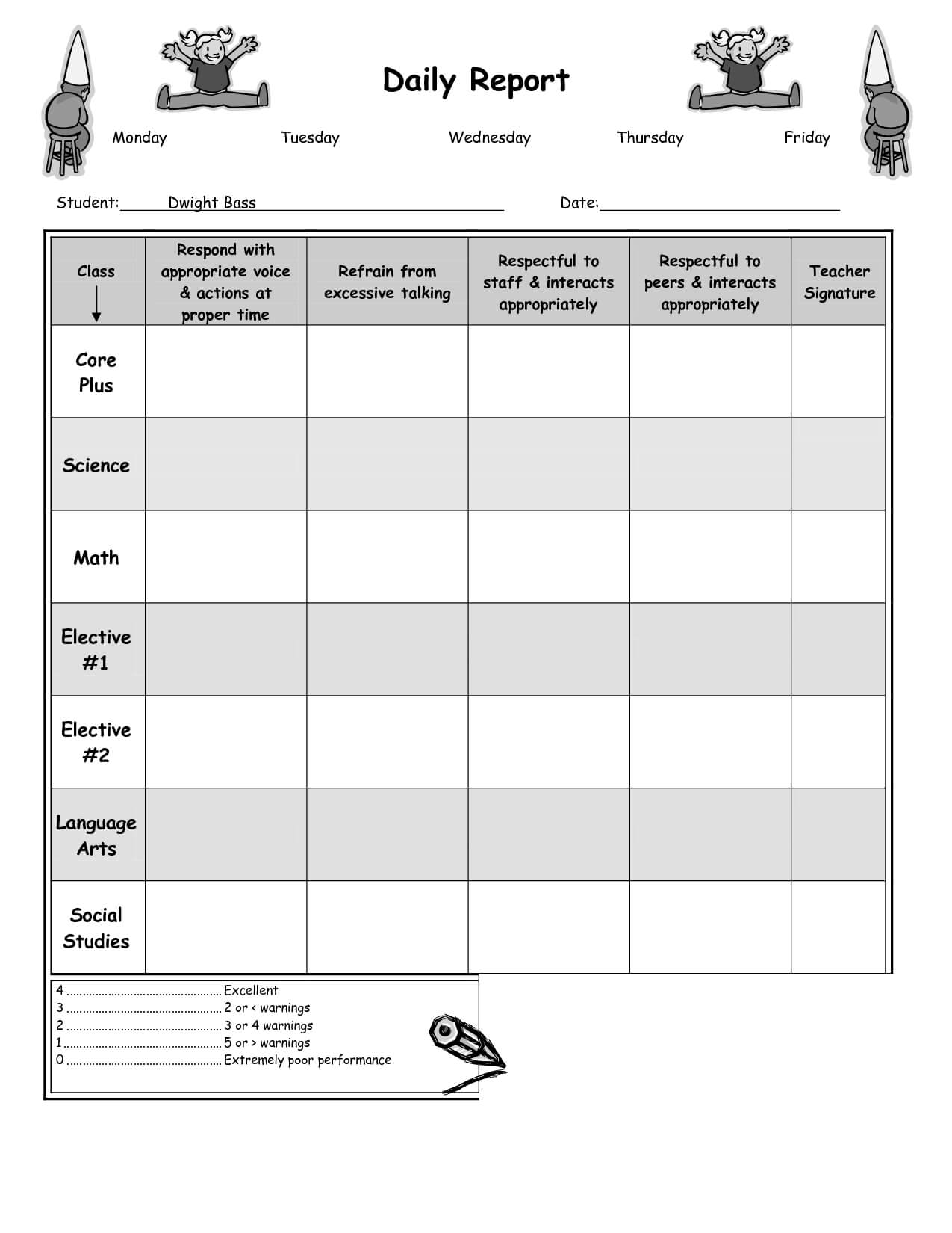 Daily Report Card Template For Adhd ] - Daily Behavior Inside Daily Report Card Template For Adhd