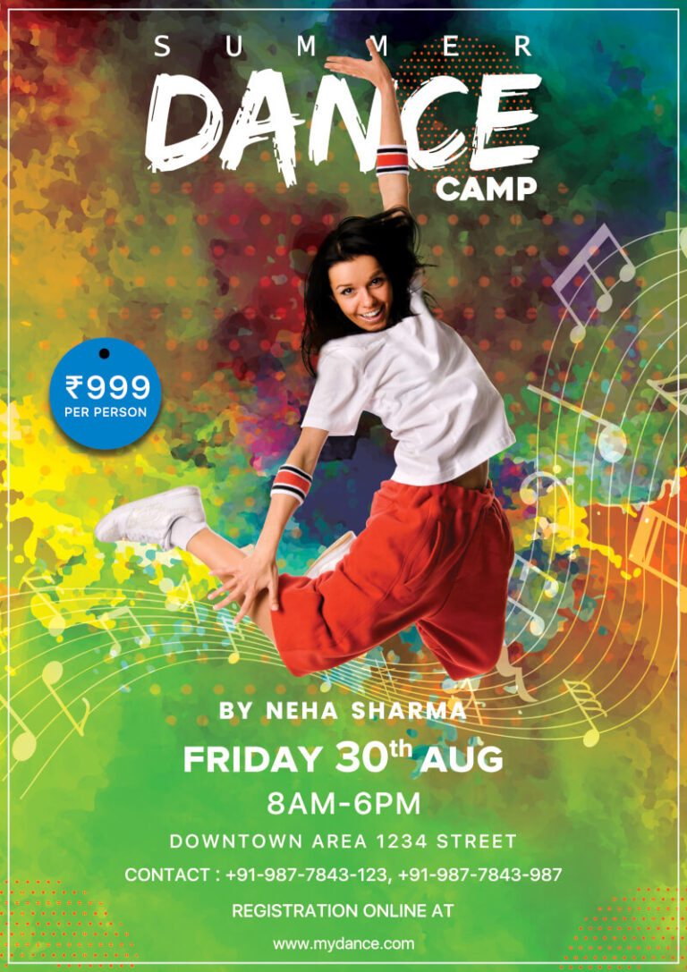 Dance Camp Flyer Free Psd Template Psddaddy In Dance Flyer Template 
