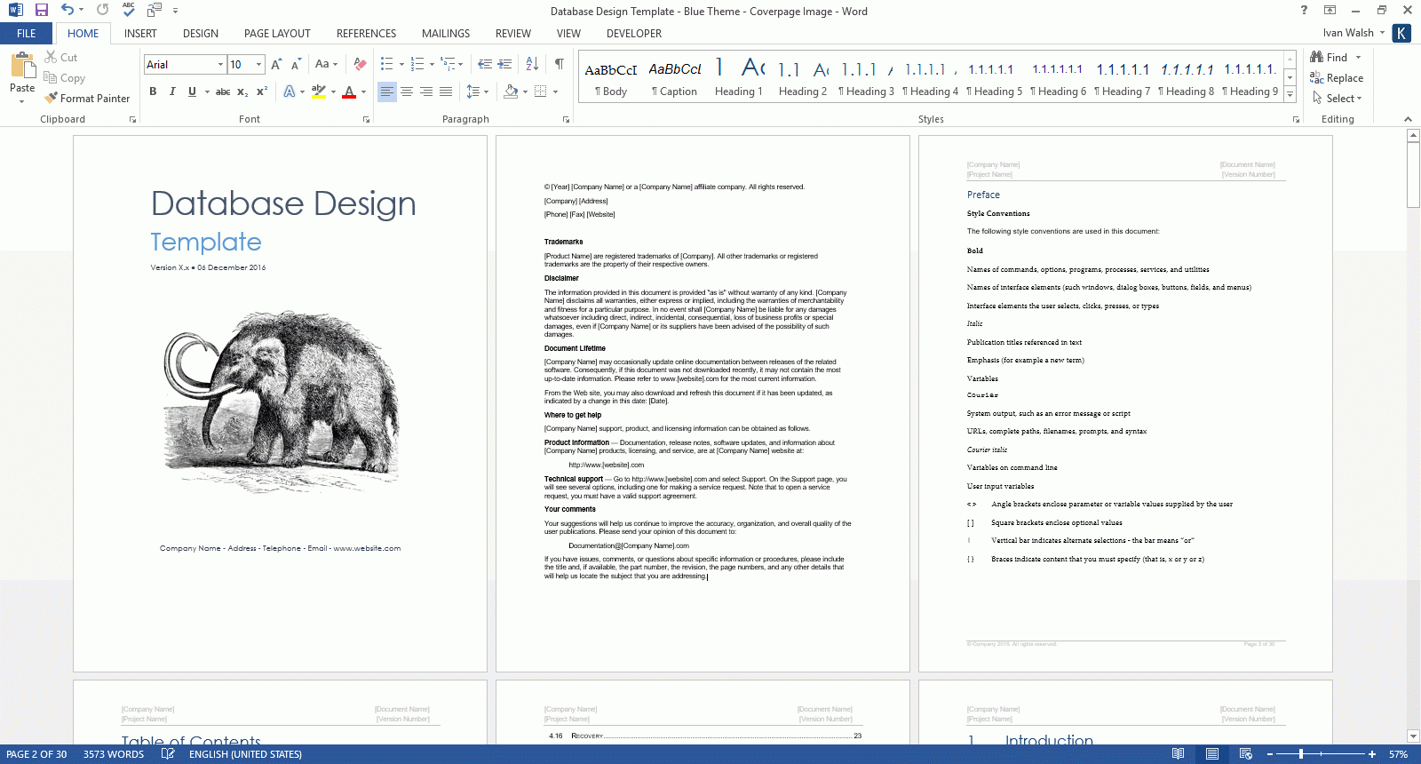 Database Design Document (Ms Word Template + Ms Excel Data With Regard To Business Rules Template Word