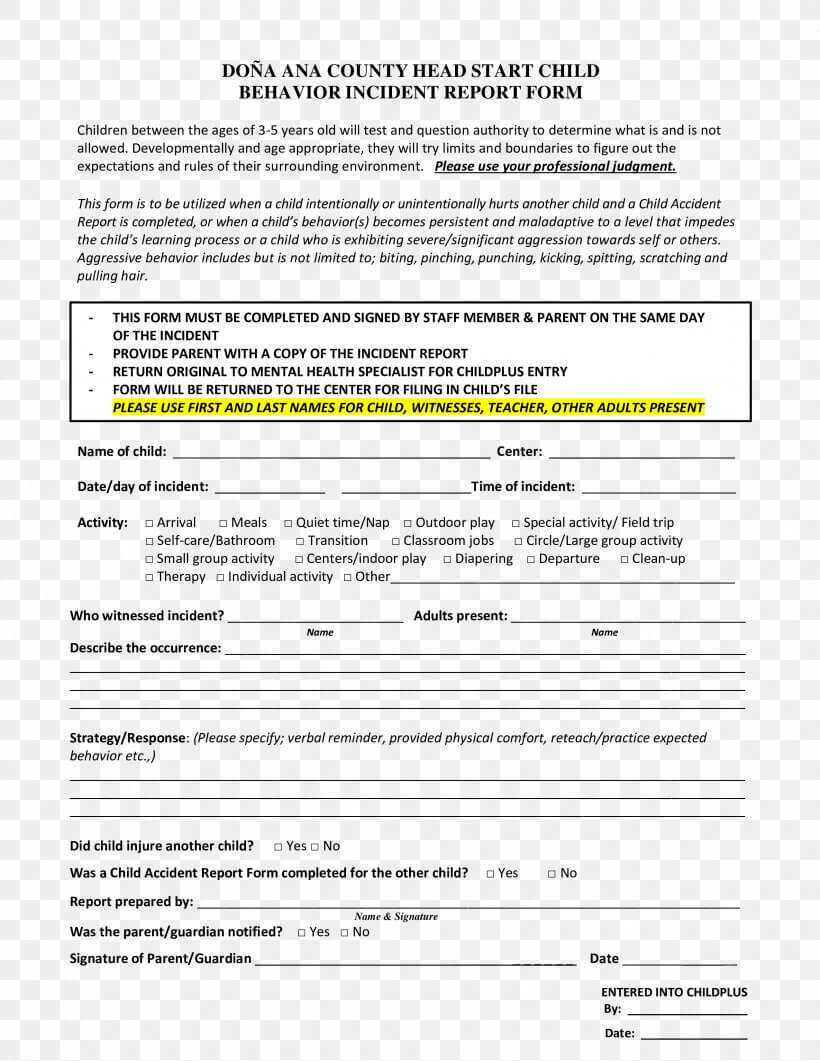 Document Incident Report Template Child Patient, Png Within School Incident Report Template