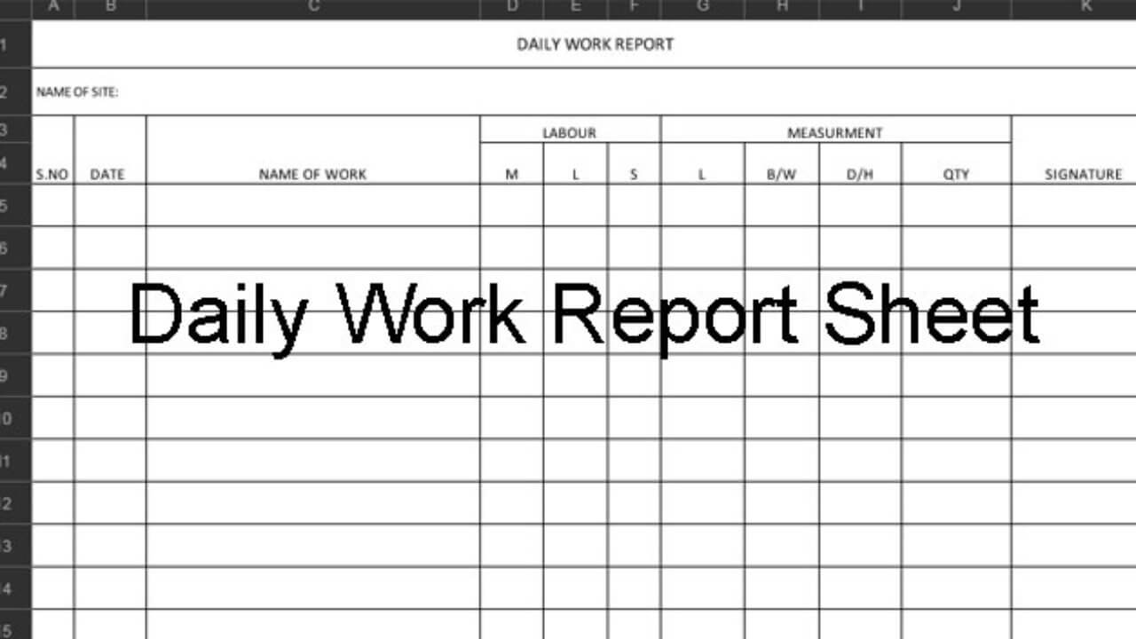 Download Excel Template For Daily Construction Work Report Throughout Daily Report Sheet Template