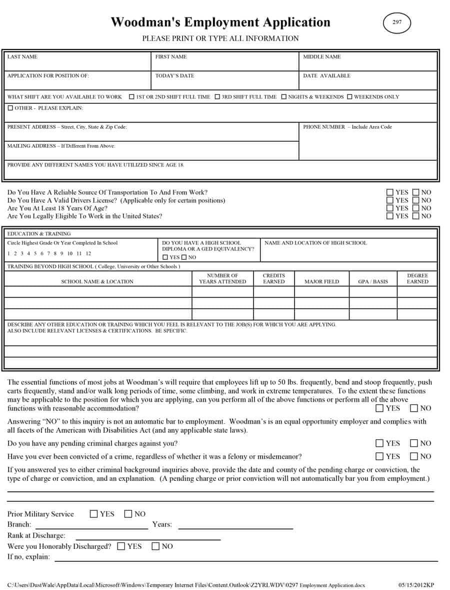 Download Free Job Application Template – Colona.rsd7 Throughout Employment Application Template Microsoft Word